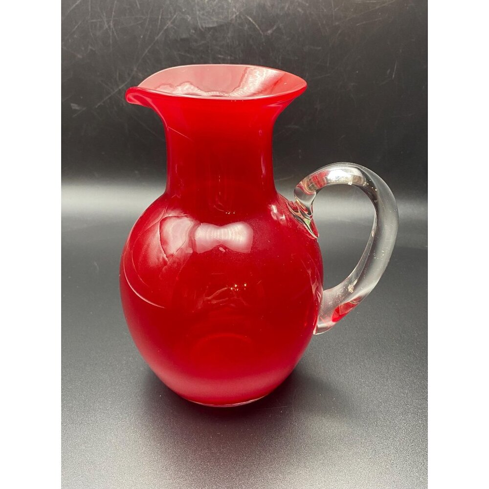 Red Encased Glass Pitcher